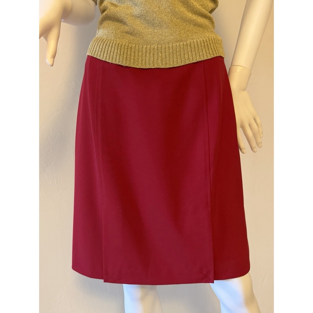 New Casual Corner Annex Dark Red Stretch Knee Length Straight Skirt‎ Lined US 6P